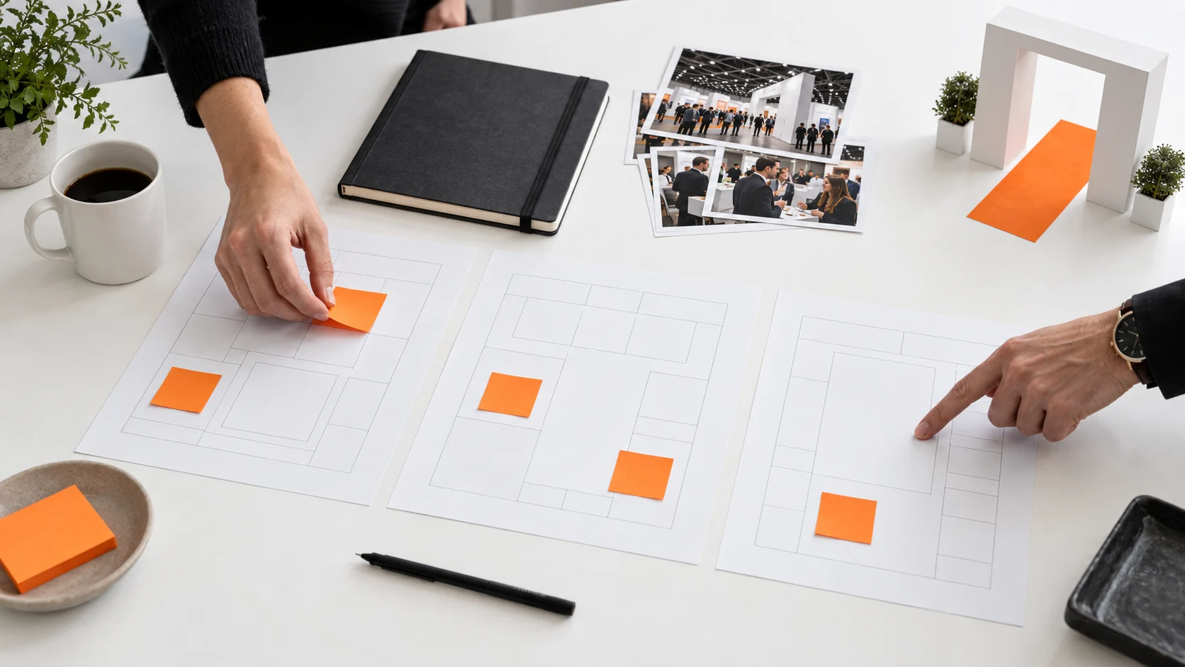 Exhibition growth strategy worktable — illustration